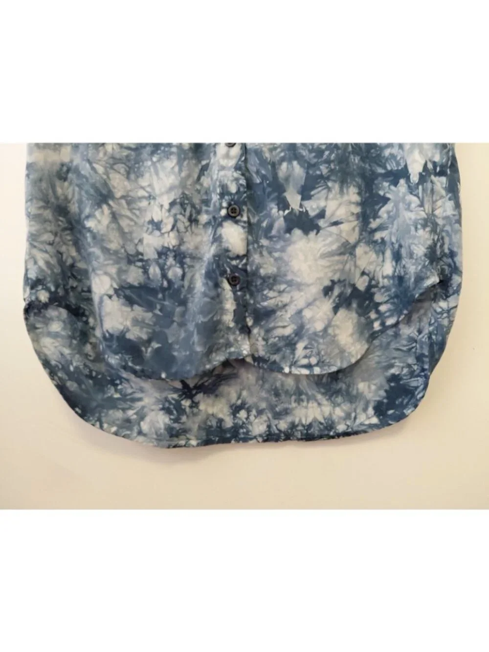 Cloth & Stone X Anthropologie Tye Dye Top Short Sleeve Tencel Small Blue White - Picture 4 of 7
